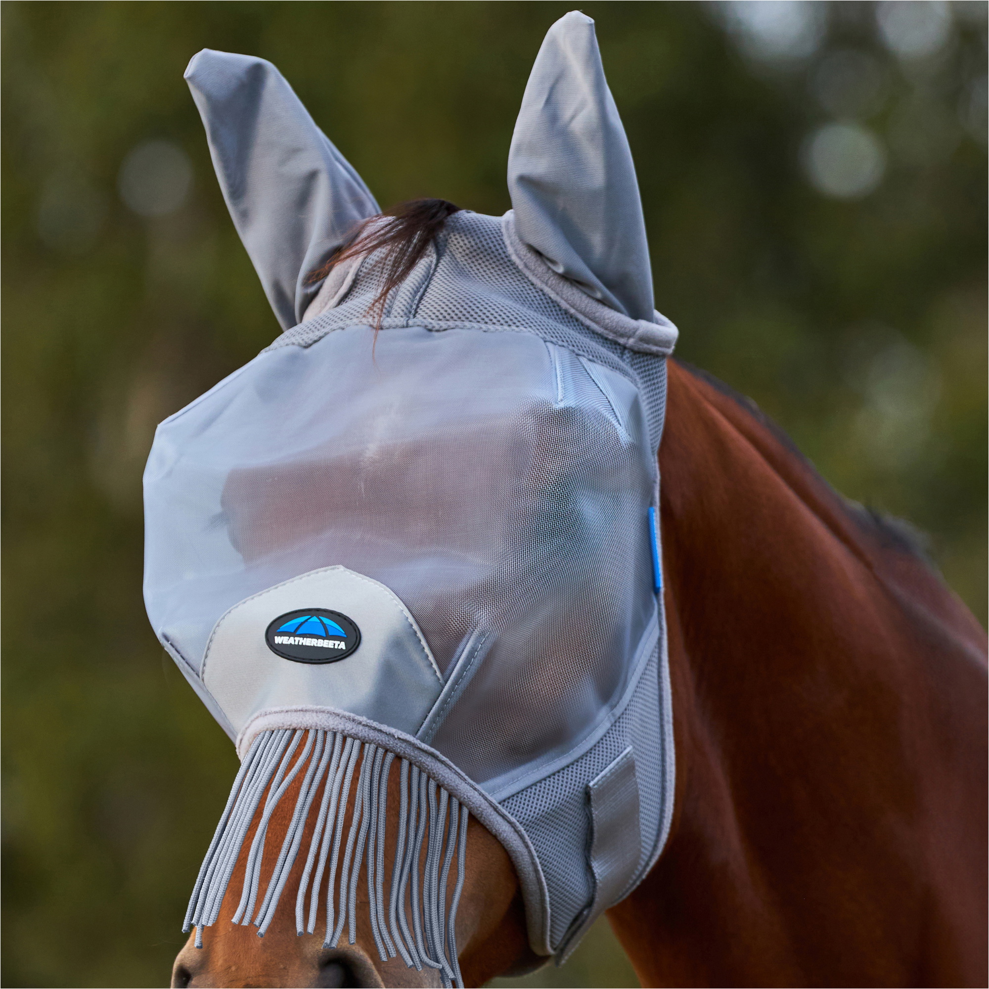 2026 WeatherBeeta Comfitec Fine Mesh Fly Mask With Ears & Tassels 1029982 - Grey